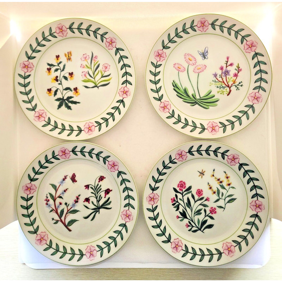 PLATES-SALAD/DESSERT/BUFFET-I GODINGER & CO.-Floral-Butterfly-Dragonfly-Set of 4 - Picture 11 of 13